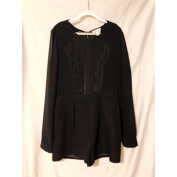 L'ATISTE Pants - L'atiste Black Open Front Lacey Romper